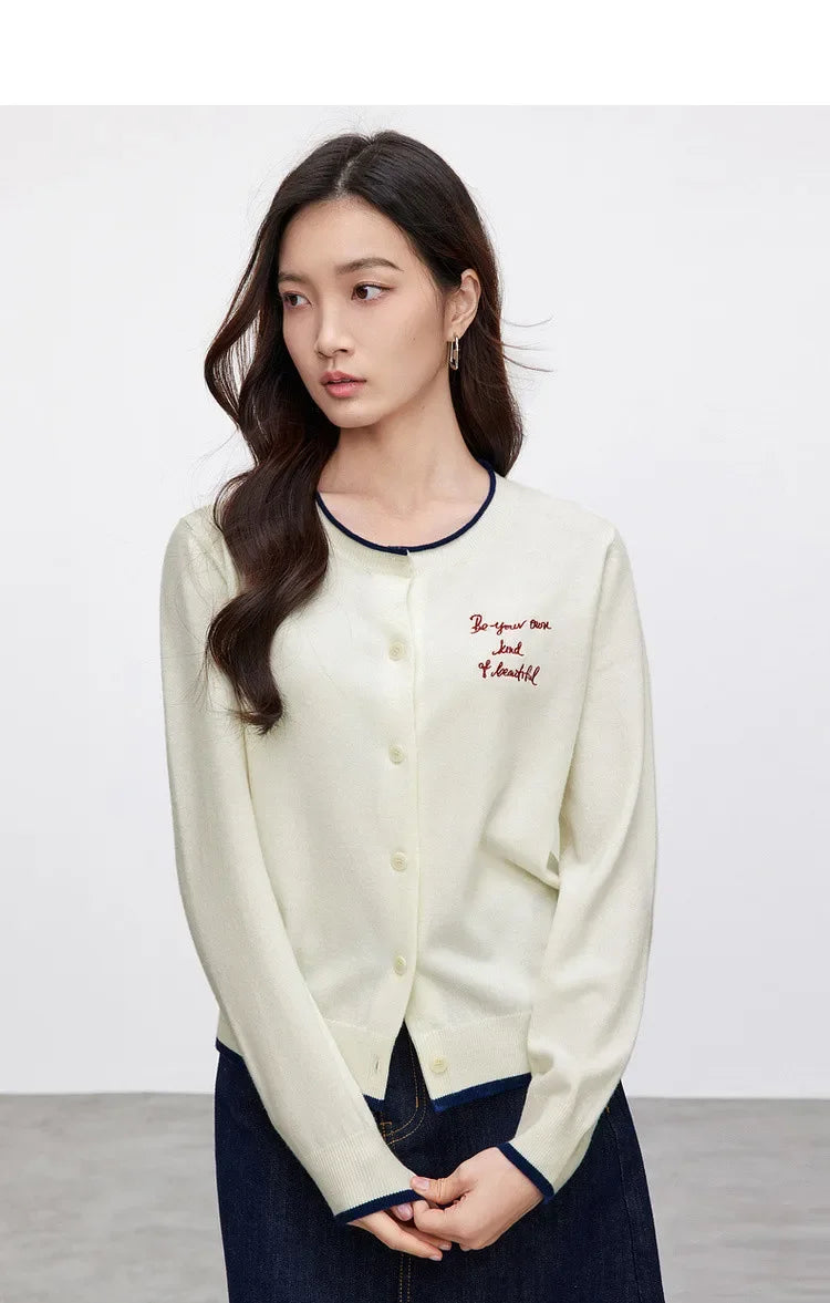 Straight Wool Blend Spliced Letter