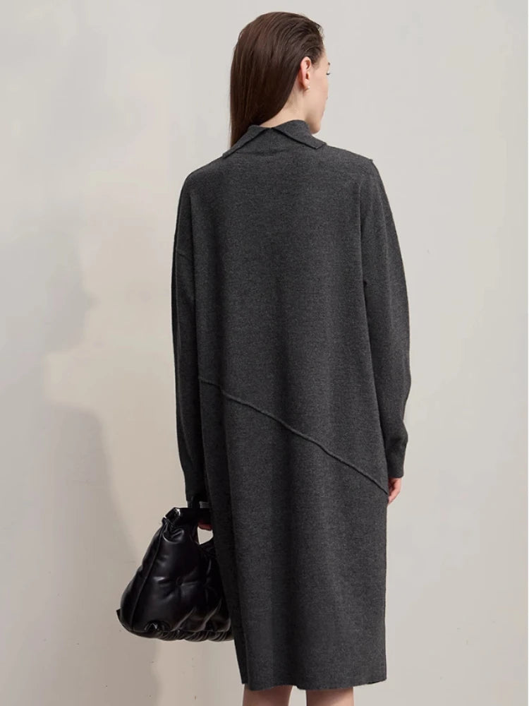 Asymmetrical Dresses For Woman Knitted Loose Ladies