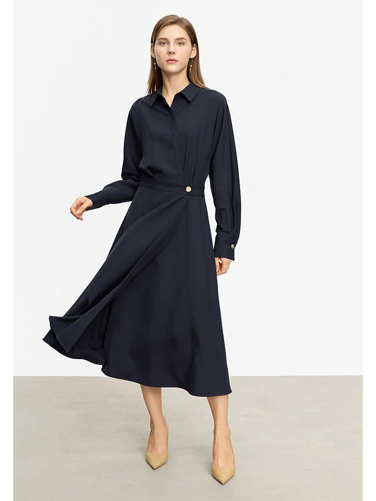 French Long-sleeve Shirt Dress