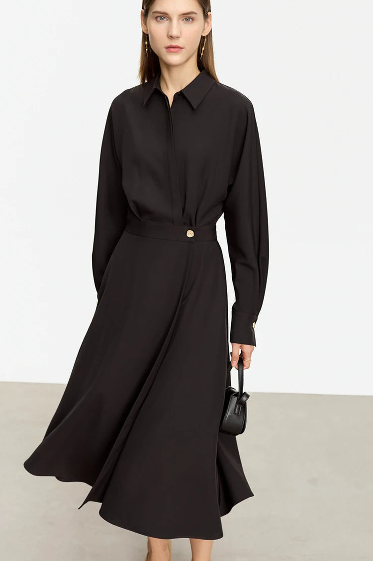 French Long-sleeve Shirt Dress