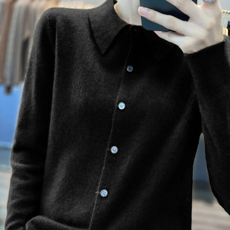 100% pure cashmere cardigan women's polo