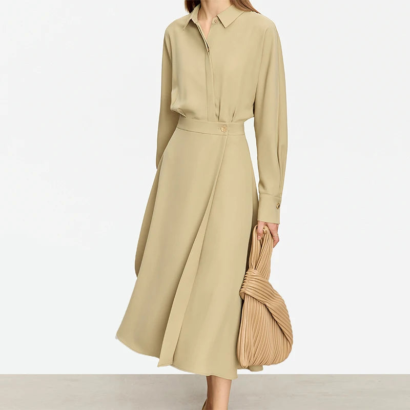 French Long-sleeve Shirt Dress