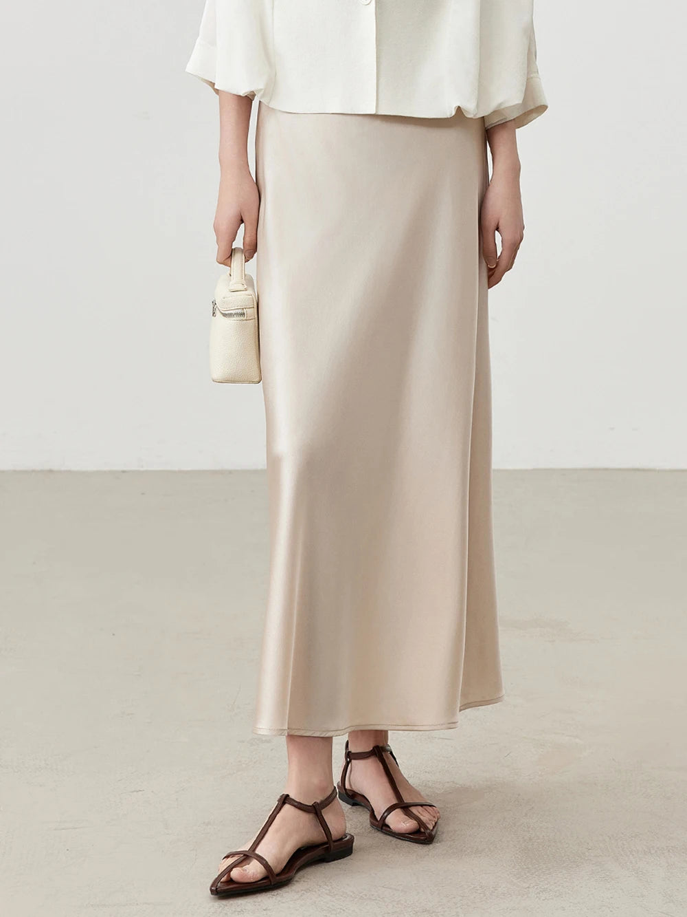 Summer Luxury Silk Mid-length Skirt