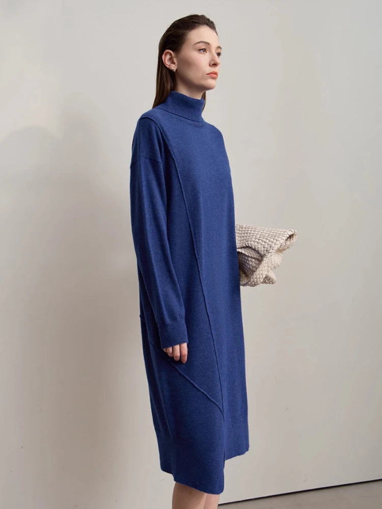 Asymmetrical Dresses For Woman Knitted Loose Ladies