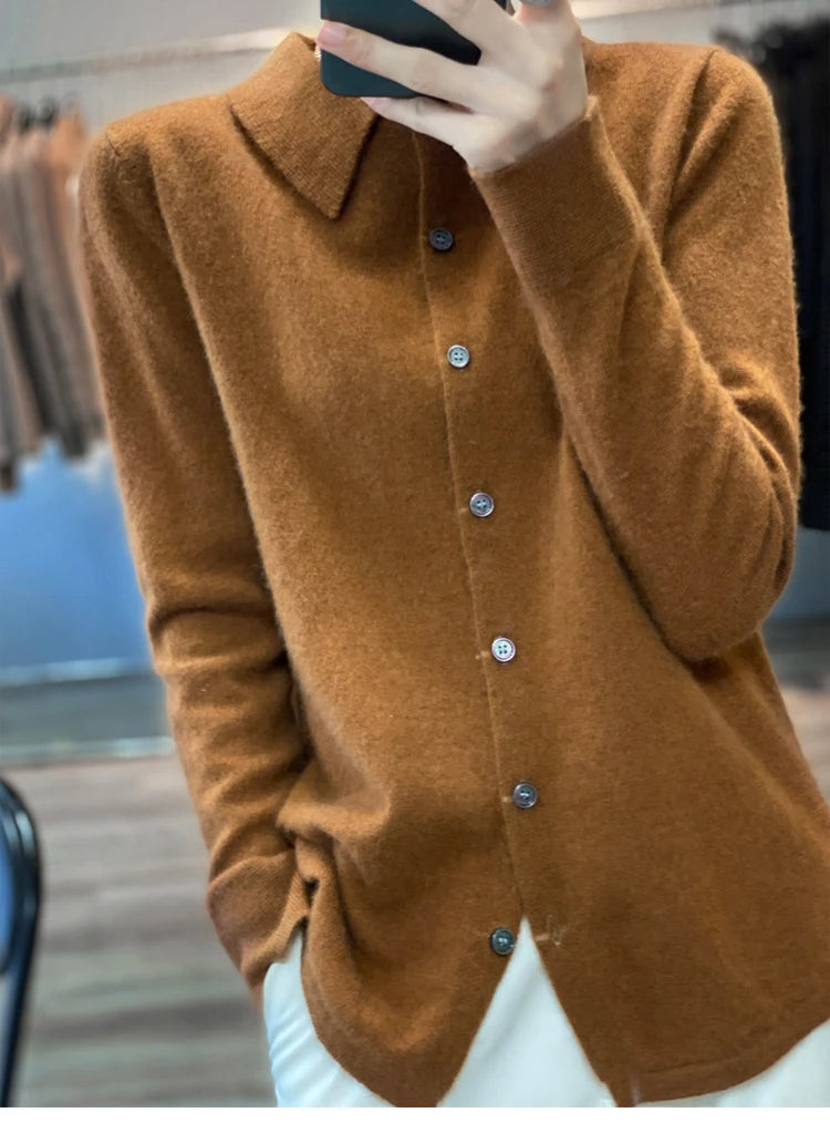 100% pure cashmere cardigan women's polo