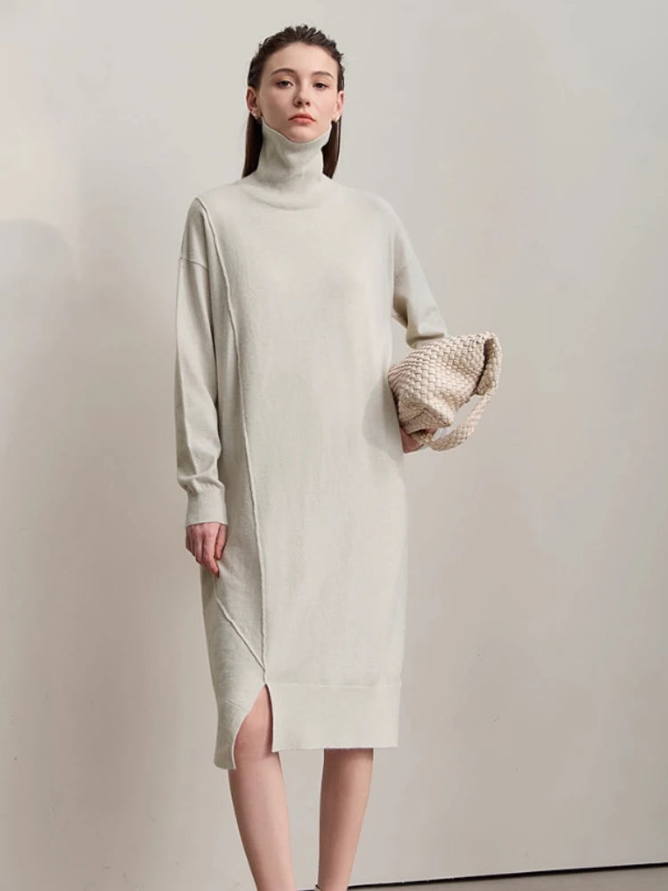 Asymmetrical Dresses For Woman Knitted Loose Ladies
