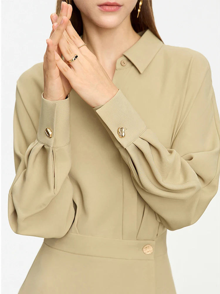 French Long-sleeve Shirt Dress