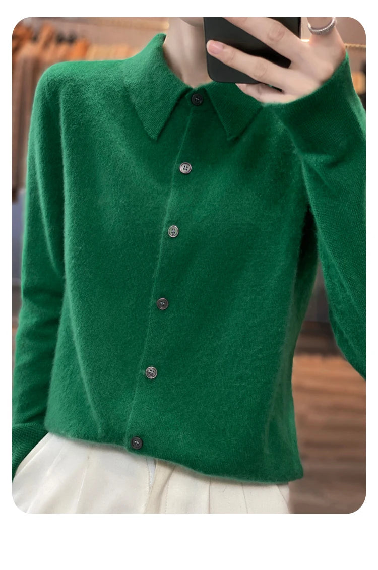 100% pure cashmere cardigan women's polo