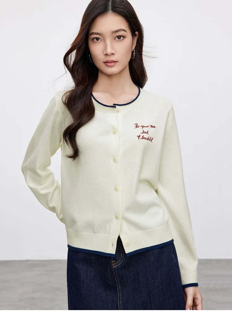 Straight Wool Blend Spliced Letter