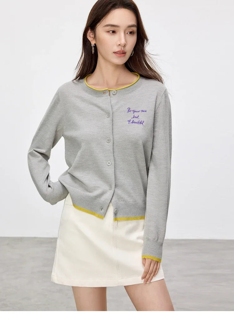 Straight Wool Blend Spliced Letter