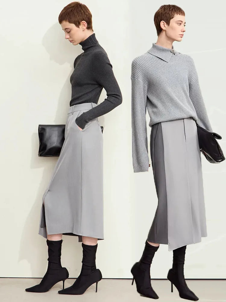 Straight Basic Elegant Blazer Skirt