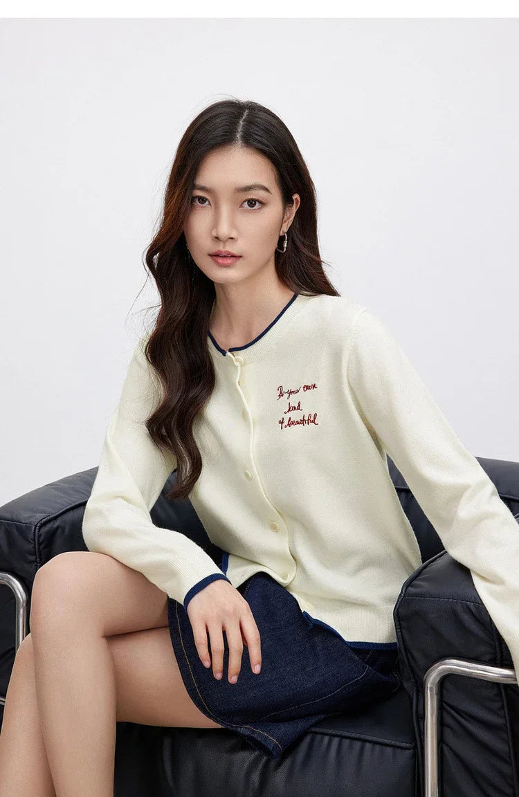 Straight Wool Blend Spliced Letter