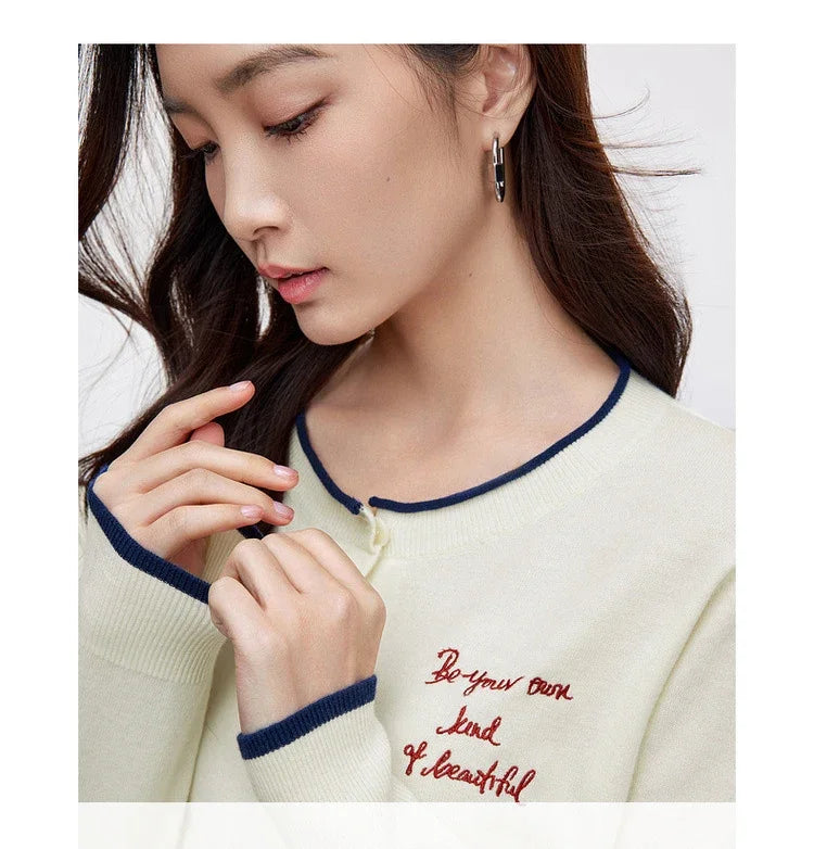 Straight Wool Blend Spliced Letter